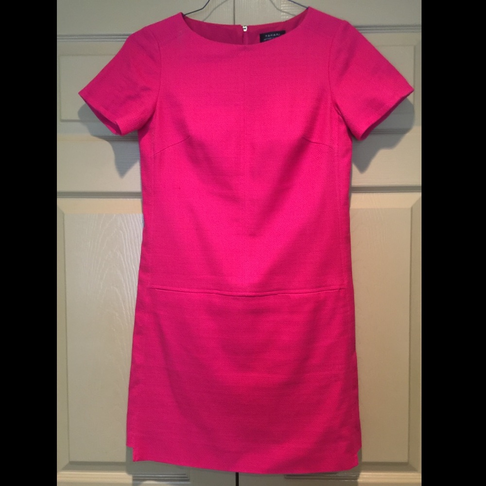 Tahari Pink Short-Sleeve Shift Dress